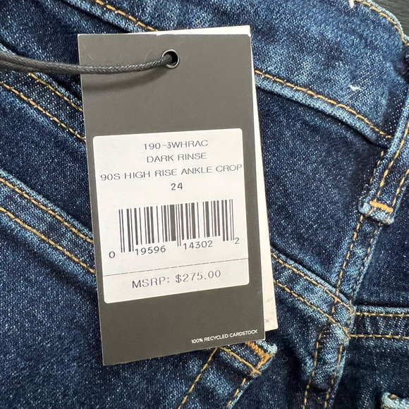 NWT Re/Done 90s High Rise Ankle Crop Jeans Womens Size 24 Dark Rinse Blue - Picture 11 of 13